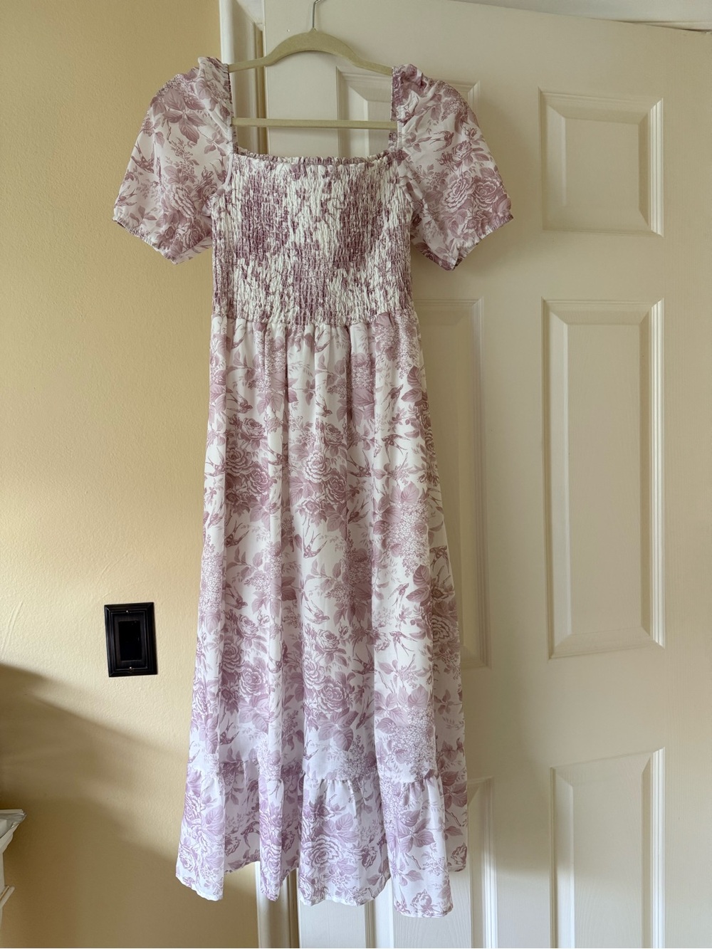 Smocked Puff Sleeve Maxi Dress in Dusty Rose Floral